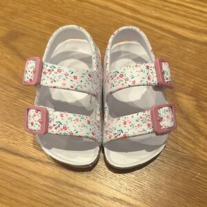 Floral Kids Sandals with Pink Accents